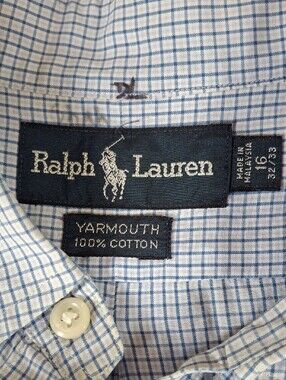 UNIQUE VINTAGE FIND! Ralph Lauren Yarmouth Grid Check Button Down Shirt